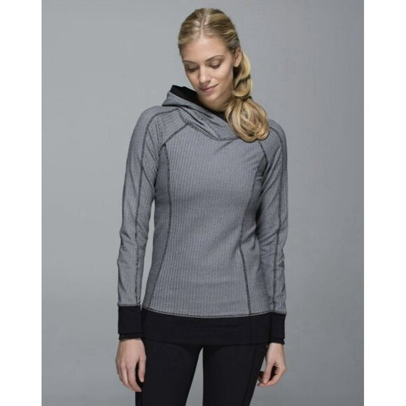 Lululemon Tops - Lululemon Think Fast Hoodie Heathered Herringbone Size 4 EUC